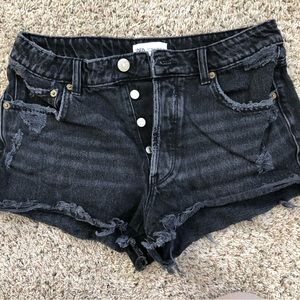 Zara distressed frayed button up shorts